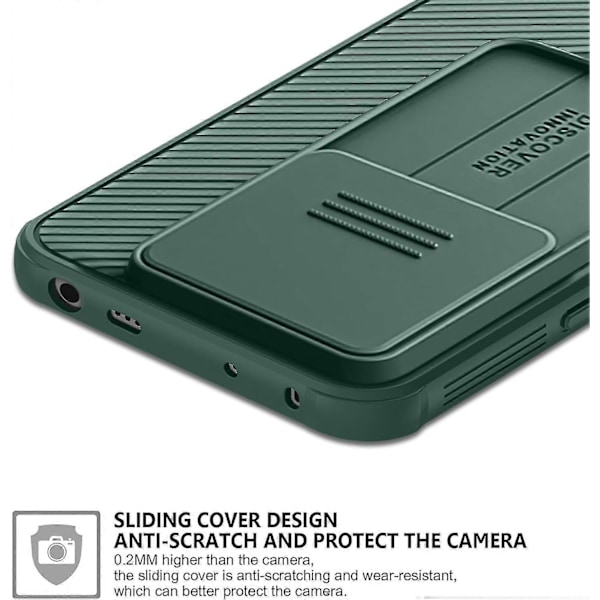 Xiaomi Redmi Note 13 Pro 5G -puhelimen kuori, Kaksikerroksinen kestävä iskunkestävä suojakuori liukuvalla kamerasuojalla, naarmuuntumaton ja liukumaton Green