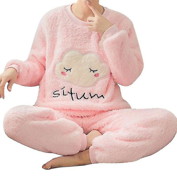 Nya 2023 Flanell Pyjamas Dam Set Höst Vinter Varm Tjock Korall Sammet Långärmad Sovkläder Hem Pyjamas Nattkläder style 6 L