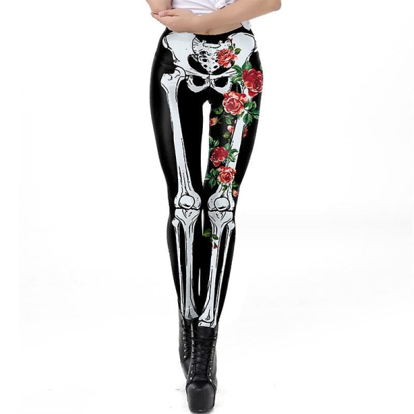 Halloween Leggings för kvinnor Roliga grafiska stretchiga byxor style 7 XL