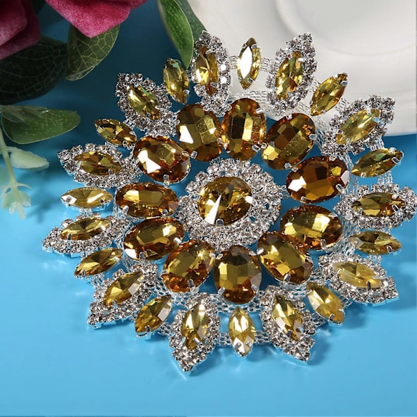 Kristallglas Rhinestones Dekoration DIY Kläder Smycken Tillbehör (Gul Silverbas)