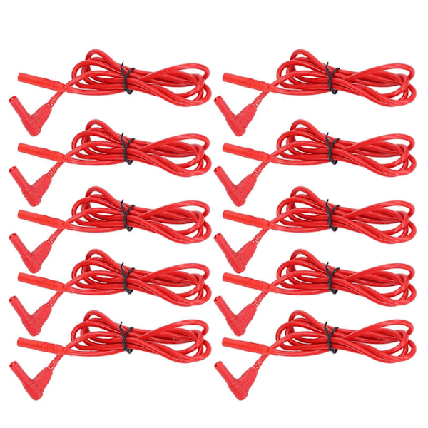 10 Set Multimeter Testkabel 4mm Hane till Hane Ledningar Banankontakt Adapter J.70018 Röd