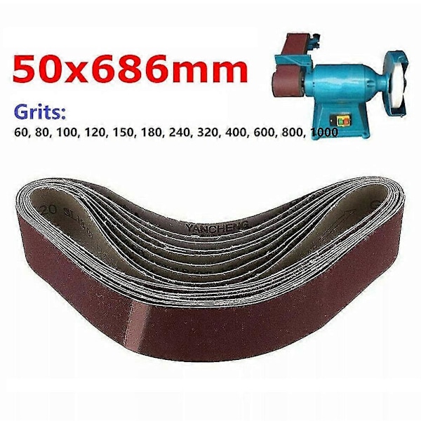 1 stk. 50*686mm Slibebånd Abrasivt Bånd Slibebånd Til Træ Blødt Metal Polering 60-1000 Korn Sandpapir Metal Poleringsværktøj 120