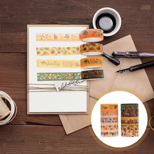 10 rullar Washi-tejp för Thanksgiving med lönnlöv och blommor, Scrapbook-tejper, Höstpapperstejper