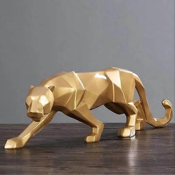 Abstrakt leopardstaty leopardskulptur handmålad djurharts