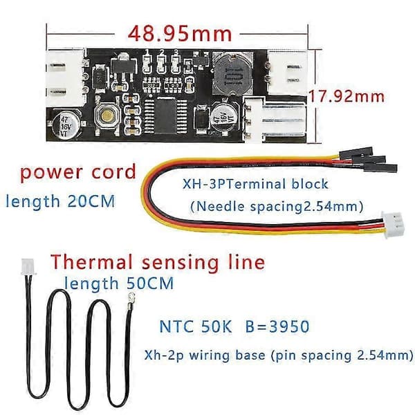 Temperaturstyringsmodul Enkelt 12V DC PWM 2-3 Tråds Ventilator Temperaturkontrol Guvernør Computer