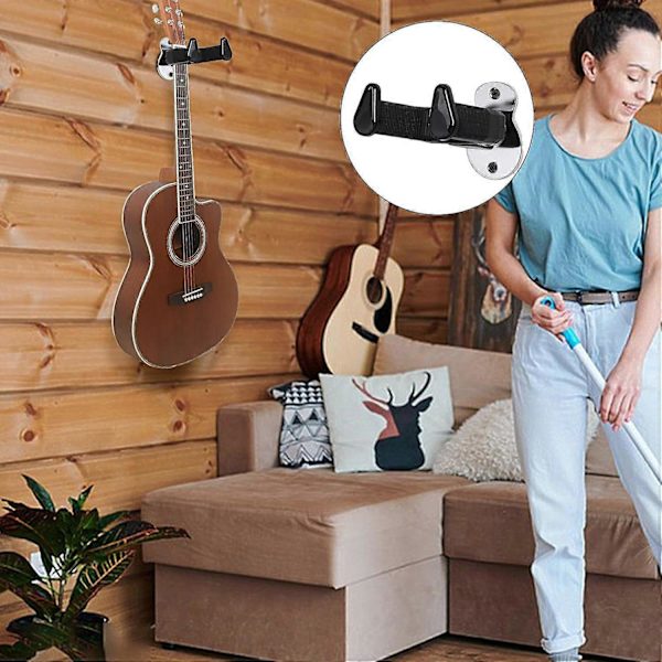 Gitarrhängare Väggfäste, Självlåsande Gitarrväggfäste med Krok och Hållare, Robusta Gitarrvägghållarkrokar för Bas, Elgitarr och Akustisk Gitarr