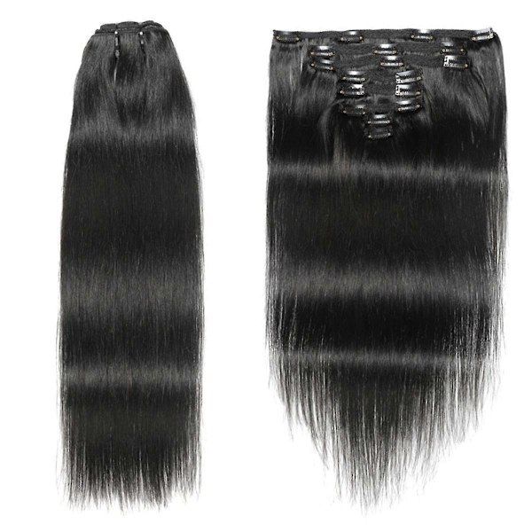 16-tommers Clip in Extensions Ekte Hår Clip Rett Hår Extensions Sømløs Hud Weft Clip-on Hårstykker