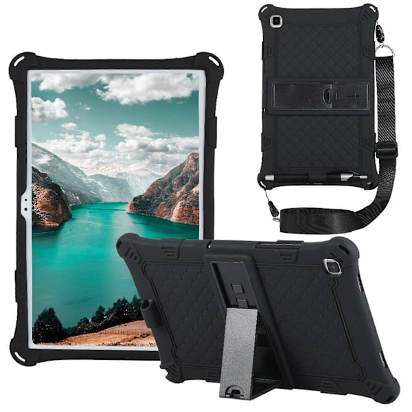 Silikone Etui til Galaxy Tab A7 10.4 Tablet SMT500/T505/T507 Tablet Etui Tablet Stand med Pen og Rem (Sort)