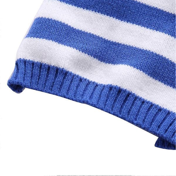 Hettegenser til Hund, Stripet Blå Hundegenser med Hette, Varm Kjæledyr Genser Pullover, Hundeklær Kåpe Størrelse S