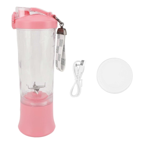 Bærbar Blender 600ml 2 Tilstande 150W 18000RPM USB Genopladelig 4000mAh Batteri Lækagesikker Låg Mini Juicer Kop til Shakes Pink