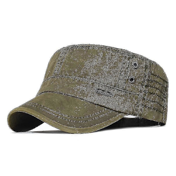 Pesty puuvilla sotilaslakit miehille Kadetti armeijalakki Ainutlaatuinen muotoilu Vintage litteä lippalakki Army Green