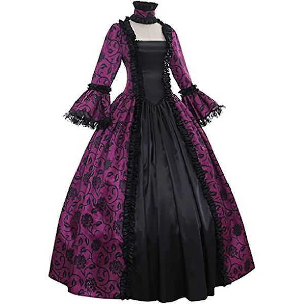 Snabb Leverans Noble Klänningar Damklänning Plus Size Medeltida Balklänningar Eleganta Kostymer För Kvinnor Viktoriansk Klänning 4 färger Purple 4XL