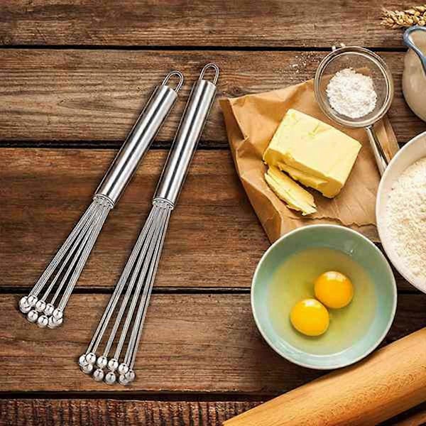 4 Delar Rostfritt Stål Kulvisp Tråd Äggvisp Set Köksvispar för Matlagning, Blandning, Vispning (10 Tum & 12 Tum)