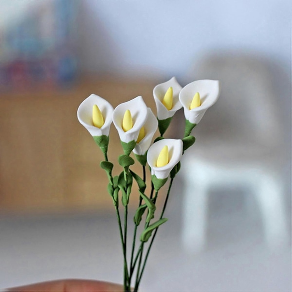 10 stk. 1/12 Miniature Tilbehør Mini Ler Calla Lily Simulerings Blomstermodel til Dekoration