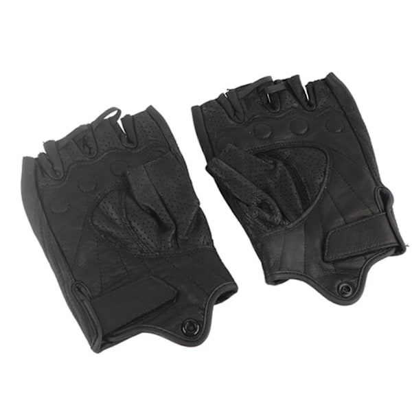 Halvfinger Motorcykelhandskar Läder Andningsbara Anti-Slip Skyddande Ridning Cykling Handskar XL