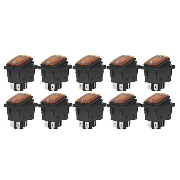 10 stk. 2-positions vippekontakt til/fra 30A AC 125V 250V til båd med LED-lys 4 ben orange