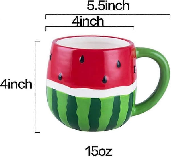 Keramik Ananas/vattenmelon Fruktform Kaffemugg Tekopp Havregrynsmugg 10,5x8,5cm Gul