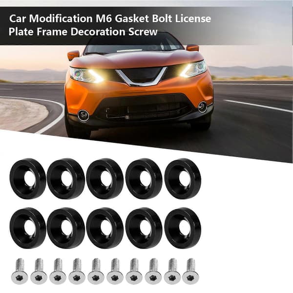 Bilmodifikation M6 Pakningsbolt Nummerpladeramme Dekorationsskrue (Sort)