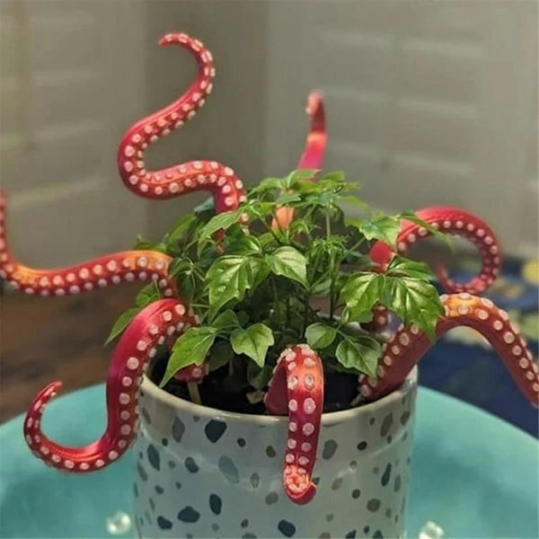 Tentakel Plante Dekoration, Blæksprutte Plante Tentakel Kunst Blæksprutte Interiør Dekoration Have, Plante Ornamenter Rød