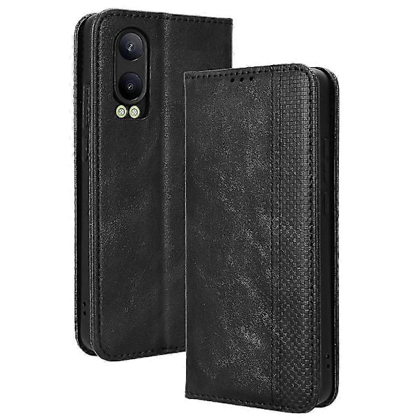 Til Oppo K12x 5G/ OnePlus Nord CE 4 Lite 5G Stand Case Magnetisk Lukning Læder Telefon Cover Black