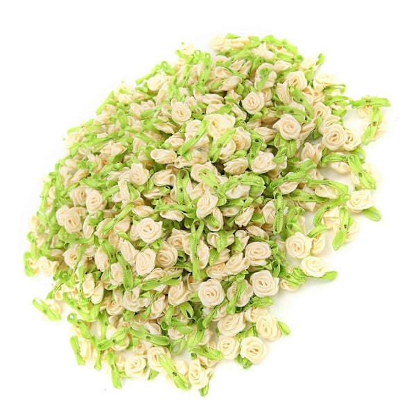 450 st Mini Rosett Ros Dekoration Rosettblomma med Blad Ornament för DIY Sömnad Hantverk Beige