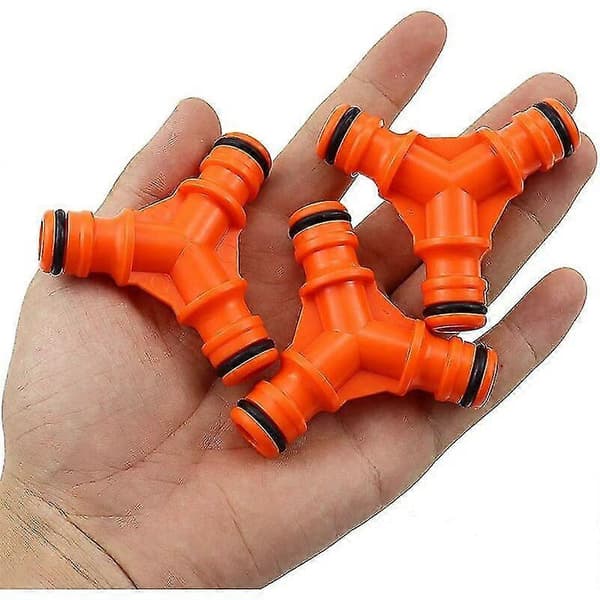 20-pack 3-vägs snabbkopplingar för slang Y-koppling bevattning Y-koppling orange ABS