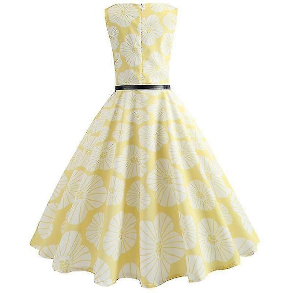 Dam Vintage 50-tals 60-tals Swing Blommig Midi Klänning Fest Cocktail Midi Klänningar Balklänning M