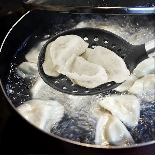 Silikon Slitslev, BPA-fri & Värmebeständig Upp Till 250°C, Rostfritt Stålhandtag Sömlös Nonstick Kökskopa