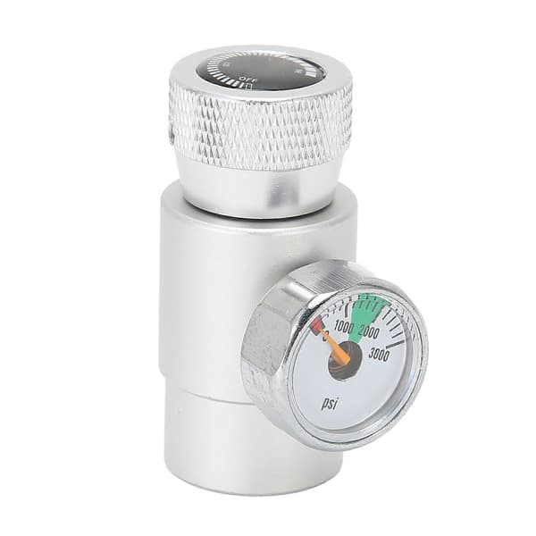 CO2 Påfyldningsadapter Konnektor Gasregulator Sølv Soda ASA med 3000psi Trykmåler