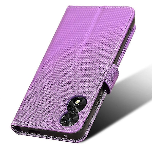 Til TCL 505 T509K T5094 Etui Diamanttekstur PU Læder Kort Slots Stativ Telefon Cover Purple