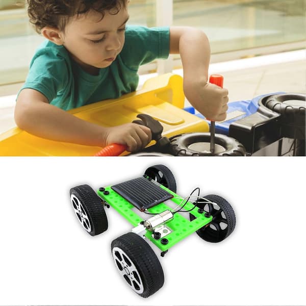 1 Set Leksaksbil Kit Mini Solcellsdriven Plast Elektroniska Komponenter Monterad Fordonsleksak Kit för Barn