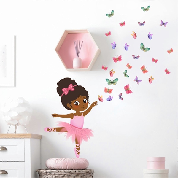 Veggklistremerke Fargerike Sommerfugler Dansende Ballerina Jente Vanntett Avtakbart Selvklebende DIY PVC Stue Soverom Dørdekorasjon Hjemmerekvisitter