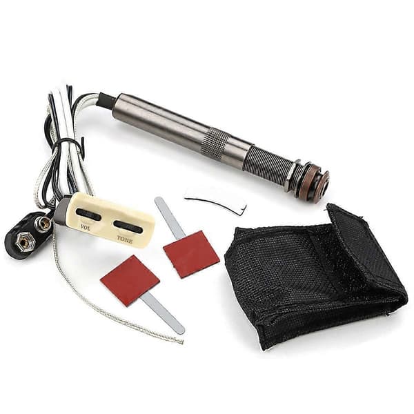 Akustisk Gitarr Pickup Endpin Jack Piezo Pickup Kit med Volym- och Tonkontroll för Akustisk Folkgitarr