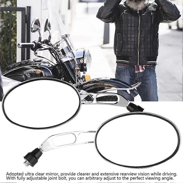 2 st Motorcykel Modifierad Rund Backspegel Krom Sidospeglar