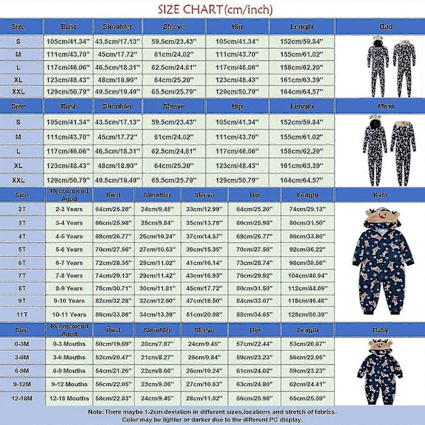 Jul Familj Klädset Vuxen Barn Ren Huvtröja Overall Jumpsuit Familj Pyjamas Sovkläder Tomte Matchande Familjeoutfit 3-4 Years