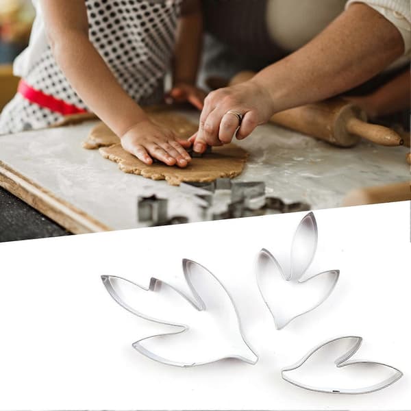 3 stk. Bakeform Peon Blomst Bladform Non-Stick DIY Verktøy Rustfritt Stål Kakekjeks Kutter for Bakeri
