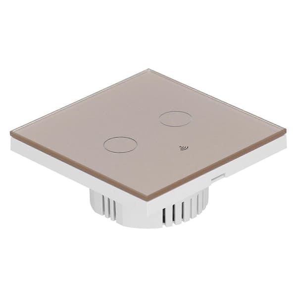 Typ 86 2-vägs Smart Switch Touch Röststyrning Hushåll Kondensatorfri Bakgrundsbelyst Switch för Zigbee Tuya (Guld)