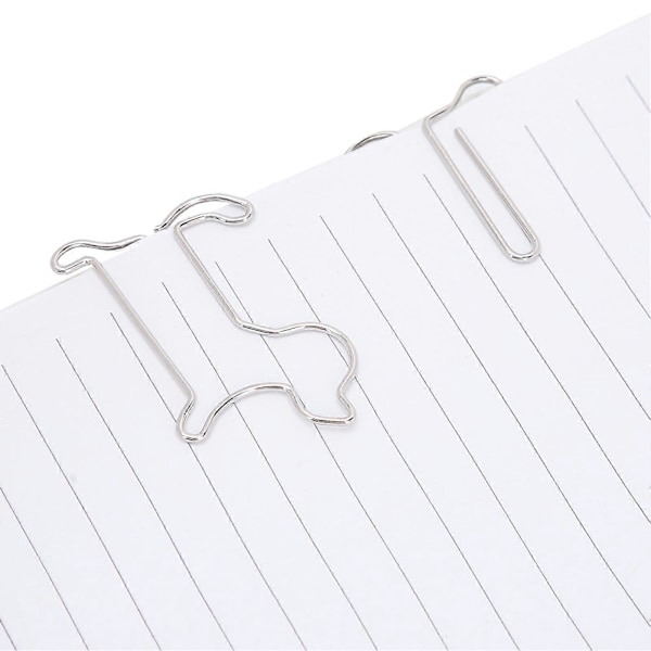 20 STK Mini Jern Papirclips Sølv Hundeform Bogmærke Fil Notesbog Klips Kontorartikler