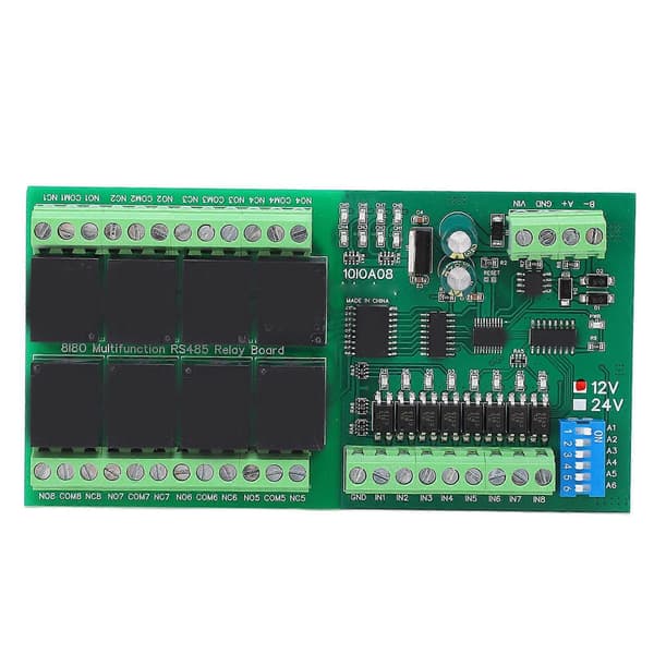 Relämodul 8 Kanal RS485 Kontrollkort Switch Controller DC 12V Tillbehör för Utrustning