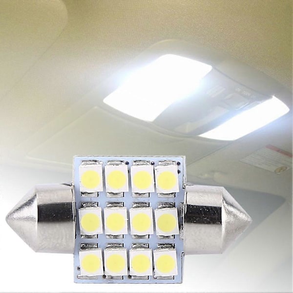 2st Vita 12V 12SMD 31mm LED-lampor Bil Interiörbelysning Dörr Läslampa Kupollampa