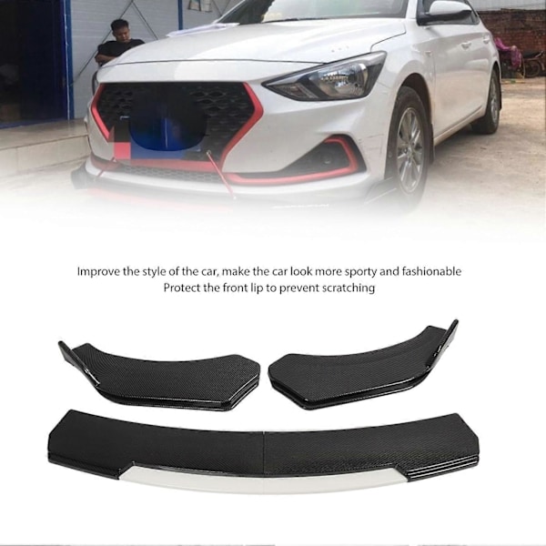 Front Bumper Splitter Kolfiberstil Bumper Spoiler Diffuser 170cm Längd Ersättning för Toyota Corolla Vit Läpp
