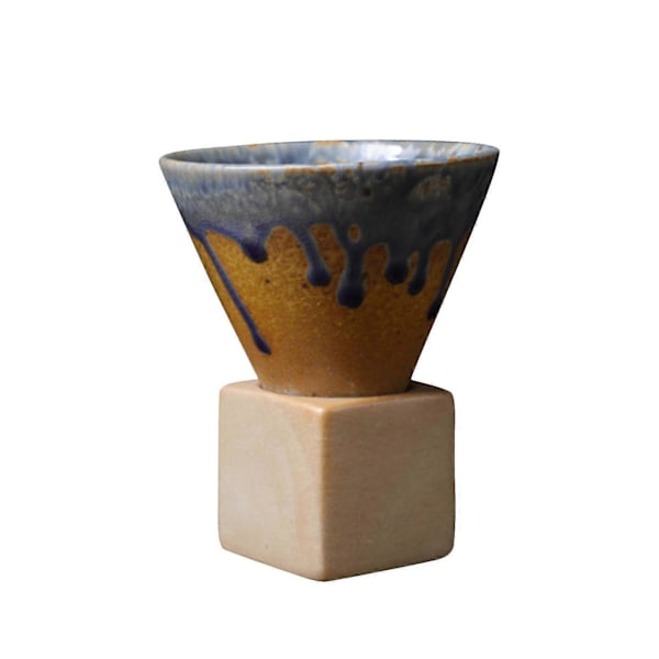 Mugg Kopp Japansk Stil Grov Keramik Tratt Tekopp Kreativ 200ml Hem Picknick Dricksredskap Tratt Kaffemugg Blue