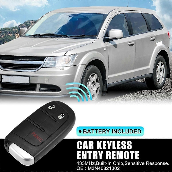Nyckelfob Nyckellös Fjärrkontroll för 300 Charger Journey M3N-40821302 3 Knappar 433MHz ID46