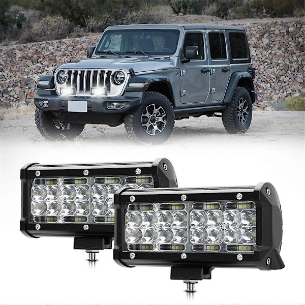 7 Tommers LED Lysbar, 120W 12000Lm LED Pod Lys Arbeidslys, Spot Flood Combo Beam Off Road Lys Pods Tåkelys 2STK