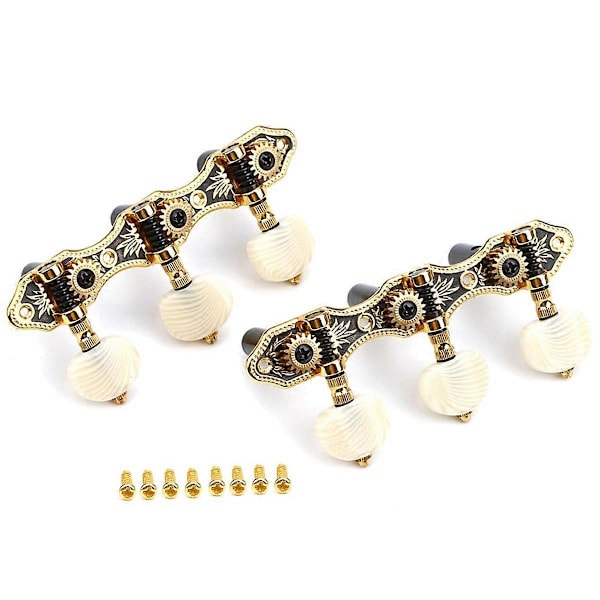 2st Gitarrsträngstämmare Klassisk Gitarr 3 Set med Strängstämskruvar 3Vänster 3Höger Gitarrknoppar Ersättning