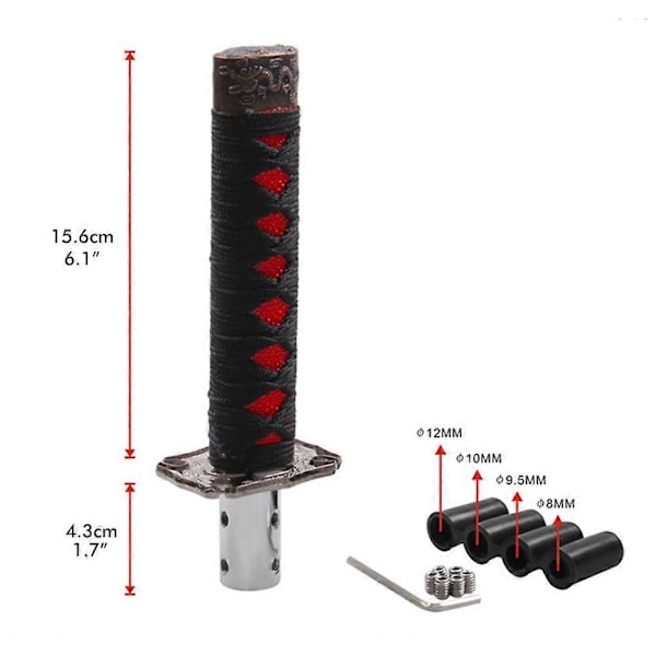 Bil Växelspaksknopp Samurai Växelspak med 4 Adaptrar Universell Passform för Manuella Bilar De Flesta Automatiska Bilar