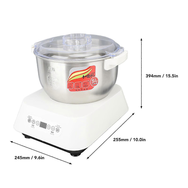 200W 5L Deigmaskin med Fermenteringsfunksjon, Mikrodatamaskin-timing, Berøringspanel, Smart Chip-kontroll, 2538C Konstant Temperatur