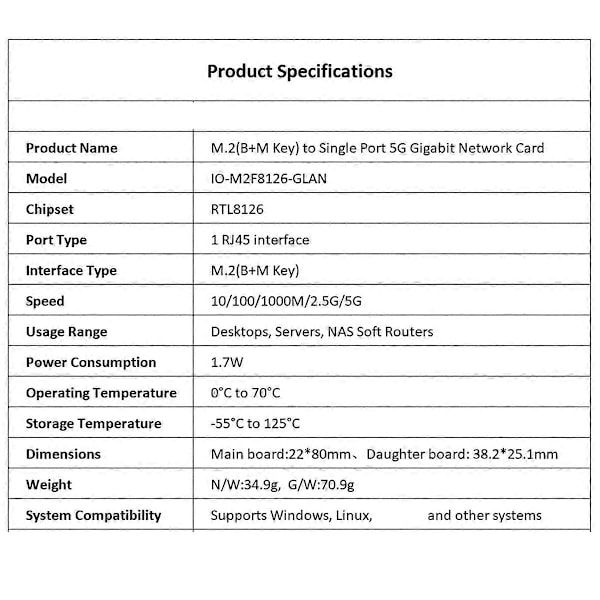 M.2 til 5G Netværkskort Realtek RTL8126 Chip PXE Diskless Boot E-Sports Spil Netværkskort Kablet RJ45 LAN Controller Kort