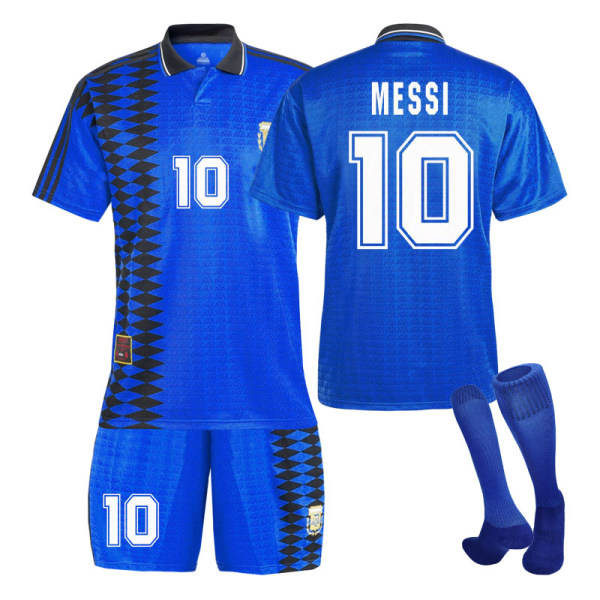 1994 Argentina fotbollsuniform Borta barn studentträning vuxen kostym NO.10 MESSI 18