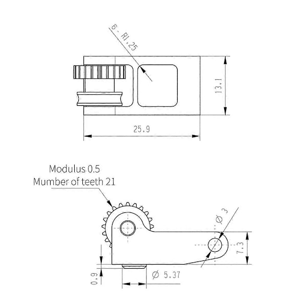 Opgraderet Hærdet Stål Ekstruder Gear Samling til P1S P1P X1 Carbon X1C 3D Printer Tilbehør Gul+Sort